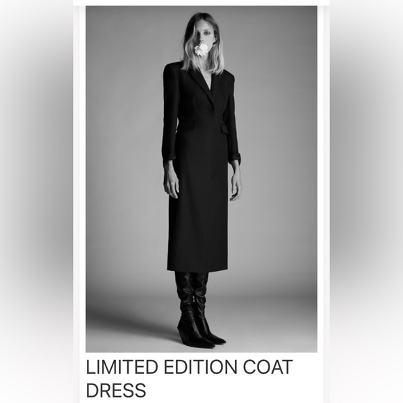 Zara Dresses & Skirts - SOLD - Zara Tuxedo Coat Dress Limited Edition $150